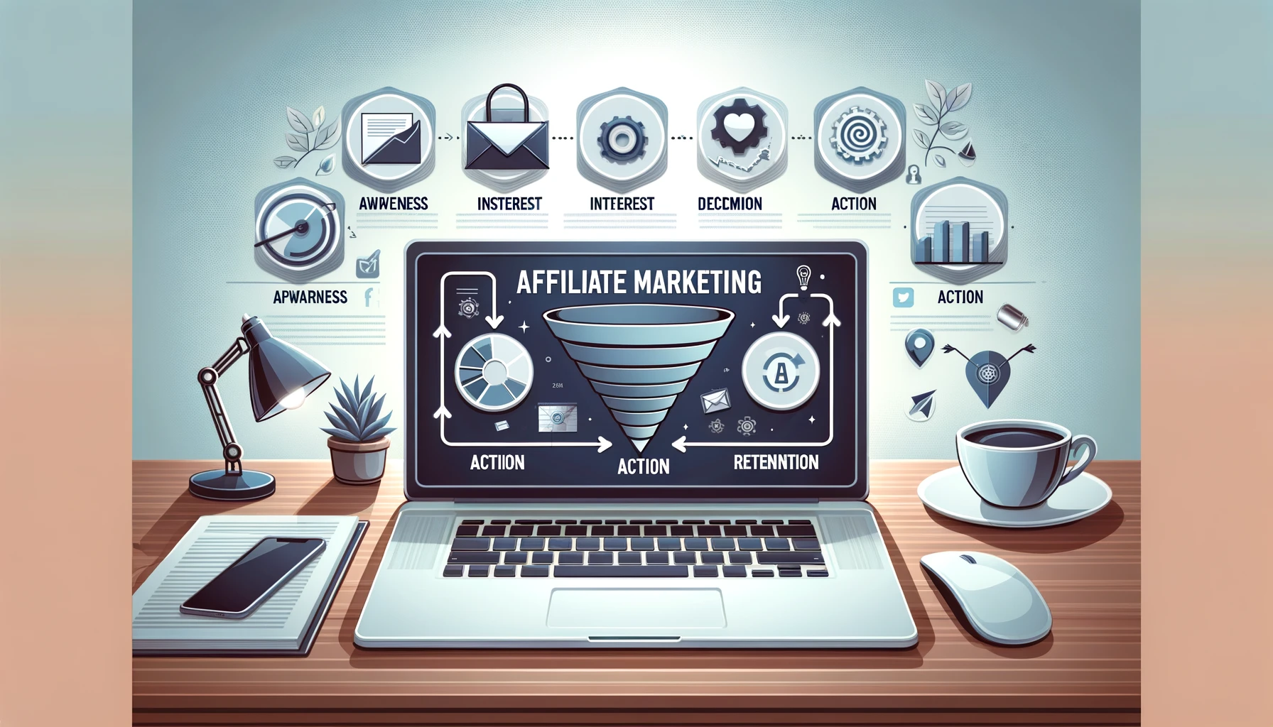 Bloger edytujący artykuł z wbudowanymi linkami afiliacyjnymi na laptopie